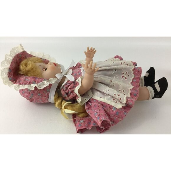 Rothschild Doll Co. Vinyl Jointed 1985 Blonde Braids Green Eyes 11” Floral Dress - Picture 10 of 16